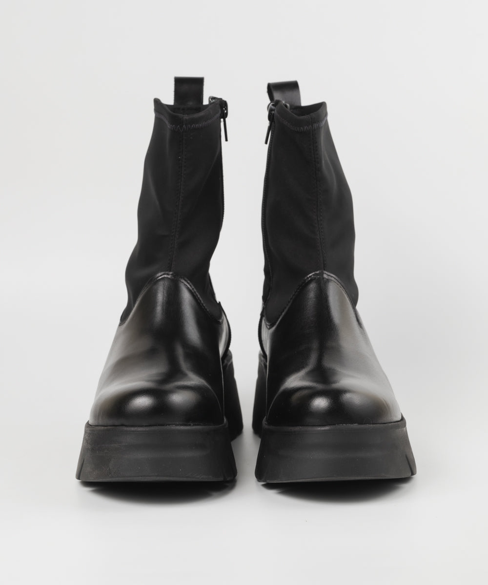 厚底ストレッチミドルブーツ