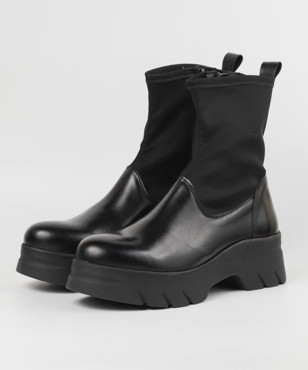 厚底ストレッチミドルブーツ