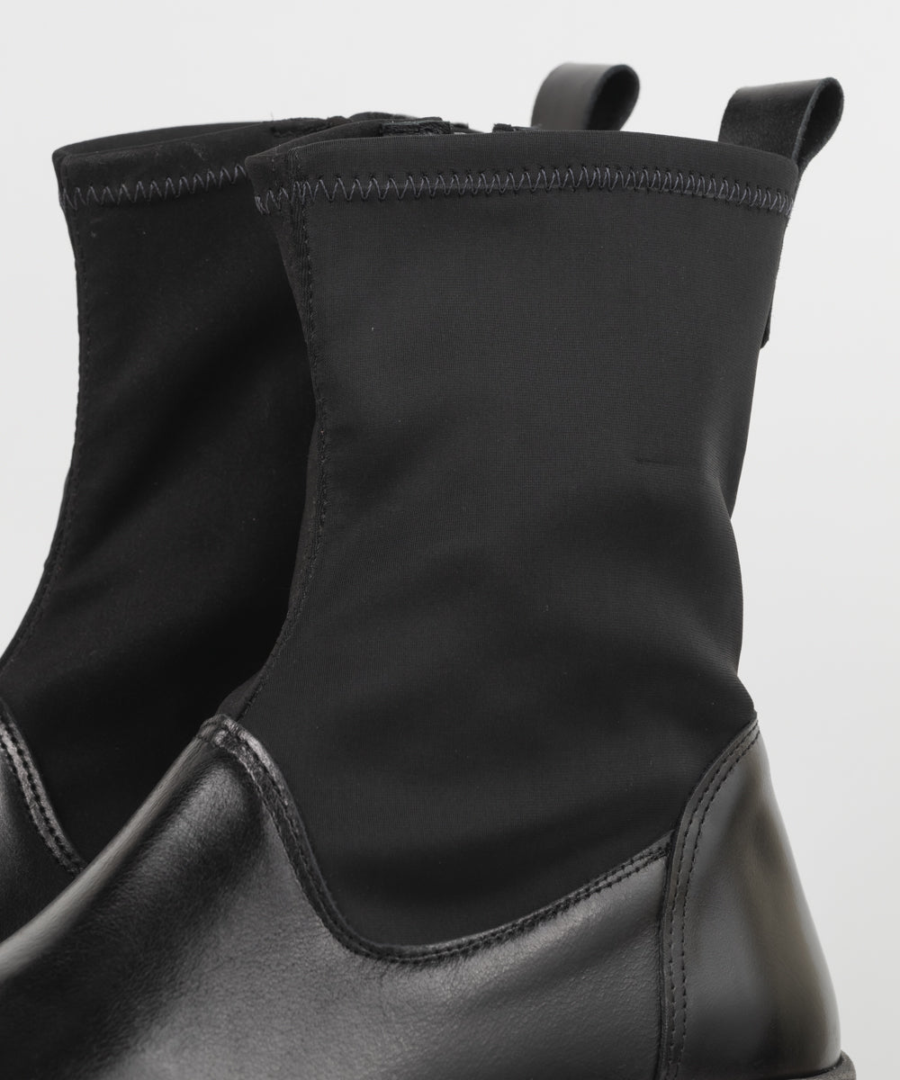 厚底ストレッチミドルブーツ