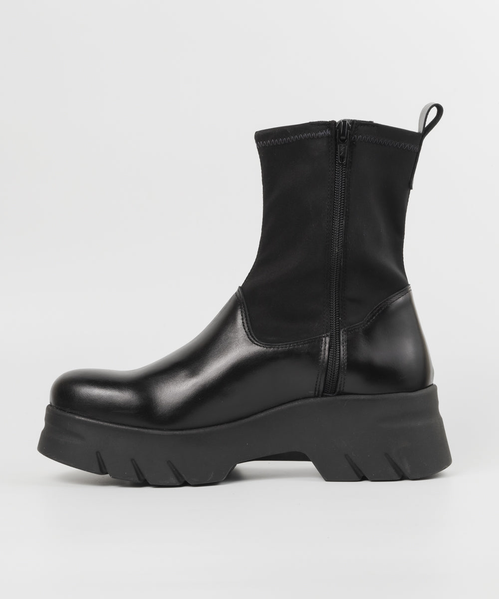 厚底ストレッチミドルブーツ