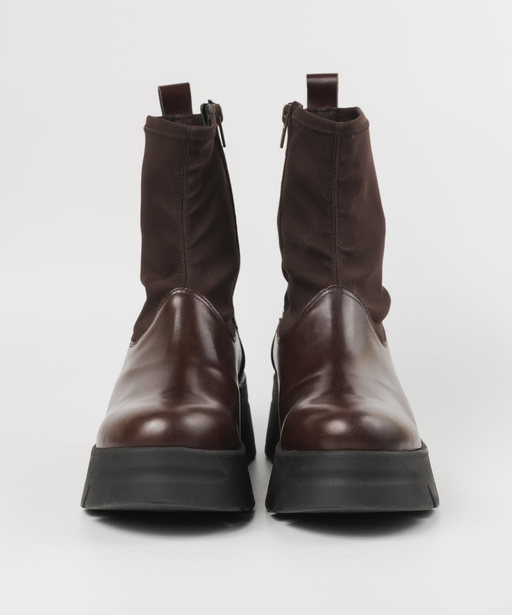 厚底ストレッチミドルブーツ