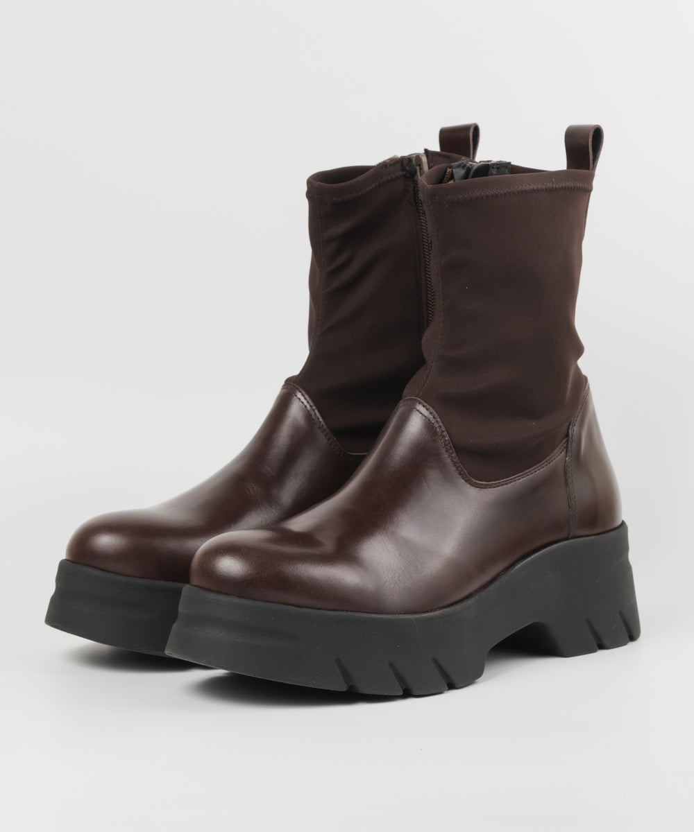 厚底ストレッチミドルブーツ