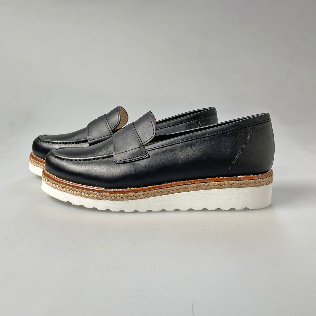 ジュート厚底コインローファー