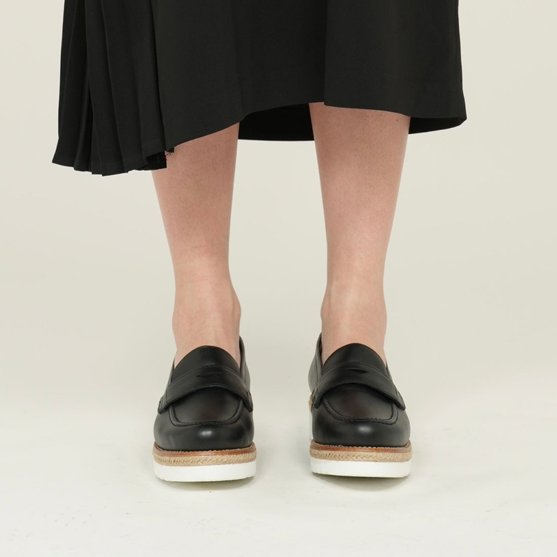 ジュート厚底コインローファー